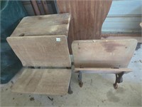 Antique wood & metal school desk and extra chair