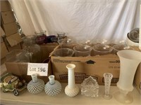 Misc vases, incl. hobnail & milk glass