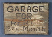 Hand Painted "Garage for Rent" Sign