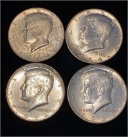 (4) 1964 Kennedy Silver Half Dollar Coins