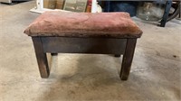 Antique Wood & Upholstered Stool * Upholstery Need