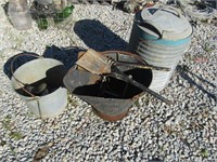 GALV.BUCKET,COAL BUCKET,GAUGES,TOOLS, OLD GALV.