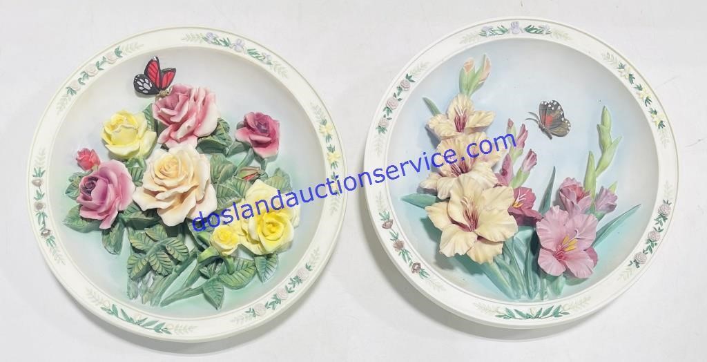 Pair of Lena Liu Floral Hanging Plates