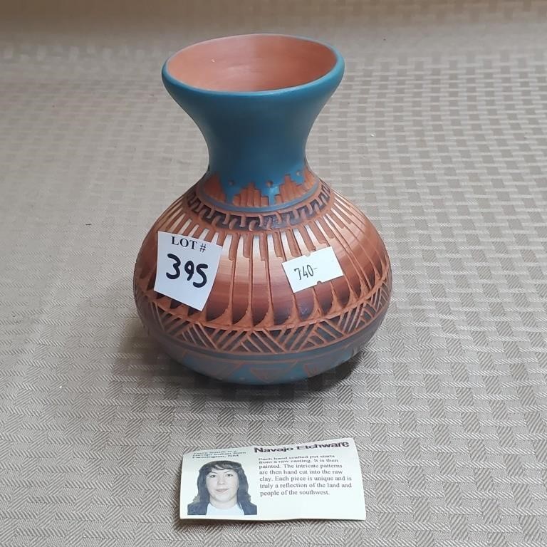 Navajo Etcheware Pottery Vase, 5"
