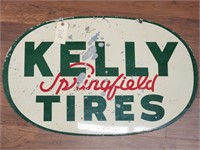 "Kelly Tires" Double-Sided Metal Sign