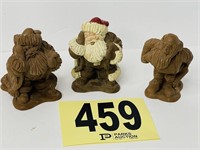 (3) Resin Santa Figurines