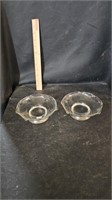 2 Pc Glass Etched Bowls w/ Sterling Silver Bases