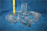 Nine Pieces of Pattern Glass