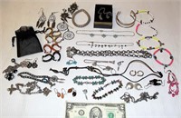 Mainly Silvertone Jewelry Lot - Earrings Necklaces
