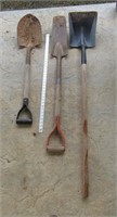 3 Assorted Wooden Handled Shovels