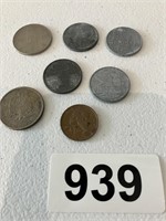 Lot foreign coins (Panama, Belgium francs,