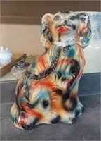 ANTIQUE CHALKWARE CARNIVAL SPANIEL DOG 10.5"