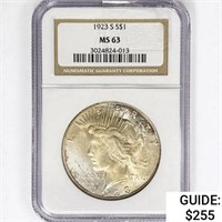 1923-S Silver Peace Dollar NGC MS63