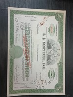 Ej korvette stock certificate