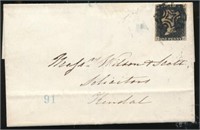 GREAT BRITAIN #1 ON FOLDED LETTER USED FINE
