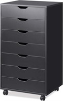 DEVAISE 7-Drawer Chest  Black  18.7W x 34.5H