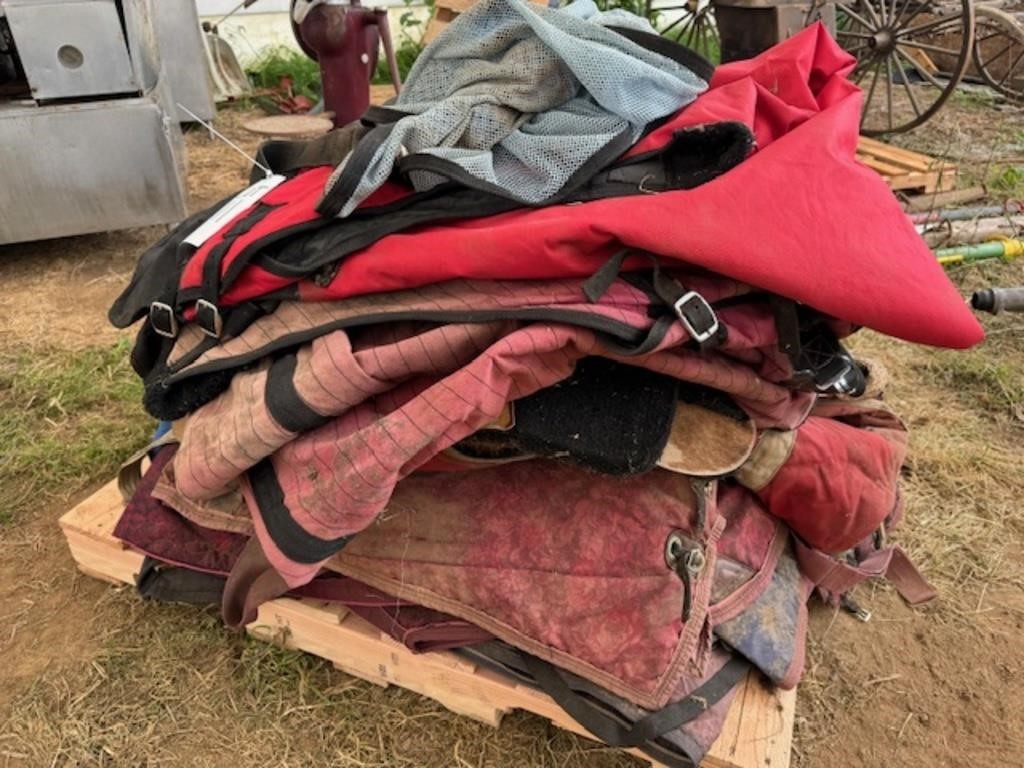 Pallet of Horse blankets, used