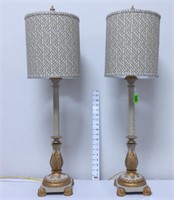 Decorative Gold & Taupe Candlestick Lamps