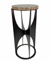 DECORATIVE MODERN METAL SIDE TABLE W MARBLE TOP