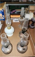 6 X'S BID 3 MATCHING & 3 OTHER OIL LAMPS