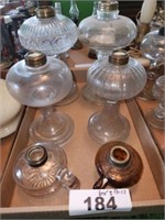 6 X'S BID VARIOUS GLASS BOTTOM OIL LAMPS