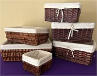 2 Sets of Lined Baskets - One Set Willow