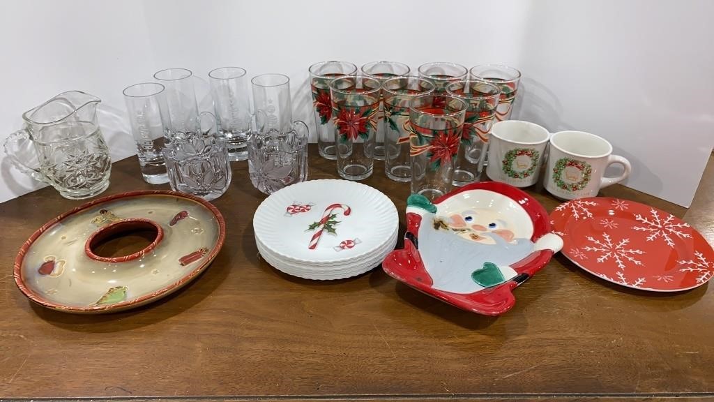 Christmas Snack Plates & Drinking Glasses