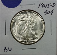 1945-D Walking Liberty Half Dollar BU