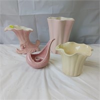 Redwing pottery - pink & yellow