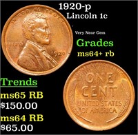 1920-p Lincoln Cent 1c Grades Choice+ Unc RB