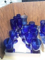 Blue cobalt glass stemware