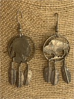 Sterling Silver Earrings Made From Buffalo Nickels