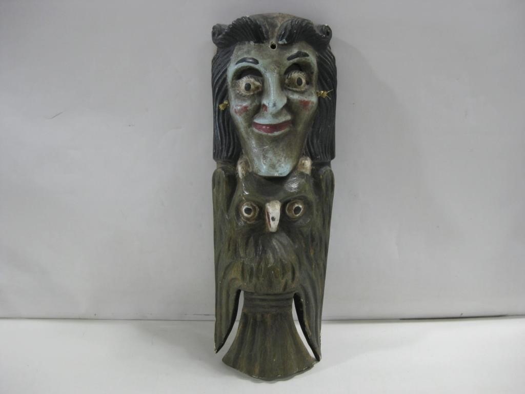 Hand Carved Wood Mask 20" Tall