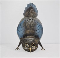 Metal Owl Tea Candle Holder 11"