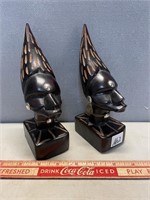 UNIQUE CARVED WOODEN BOOKENDS