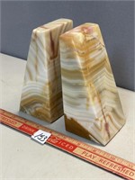 GREAT PAIR OF ONYX BOOKENDS