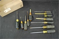 Lot of (12) Klein Tools Screw Drivers & Others