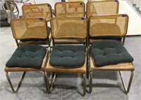 6 metal/wicker chairs w/ cushions