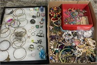 Box Lot Of Costume Bracelets, Necklaces, &