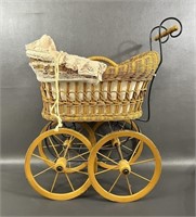 Wicker Doll Baby Carriage