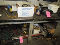 All misc items ontop and under bench, wrenches,