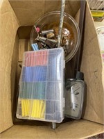 Box of miscellaneous. 5 gallon bucket paint