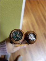 2 WOOD COMPASS WALKING STICKS