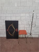 70's Vintage wall art, stool, and towel holder
