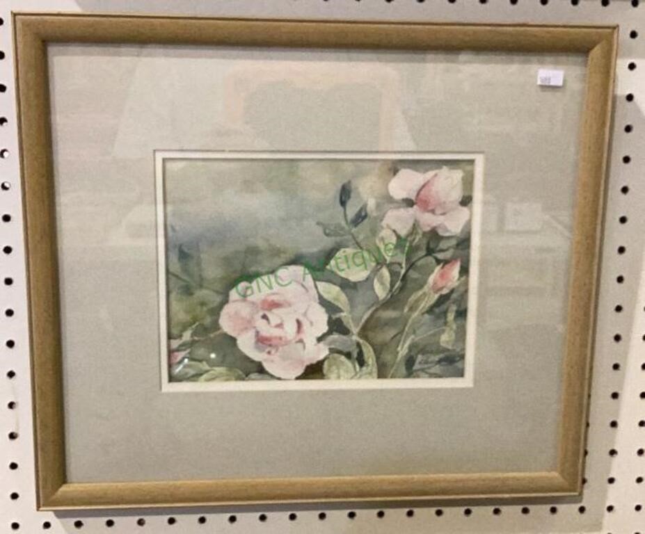 Original watercolor of roses by Barbara Daniels.