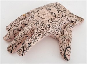 Folk Art "1000 and 411 Paintings" Hand Sculpture