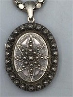 English silver locket on chain
