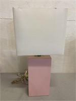 21.5" Faux Pink Leather Lamp