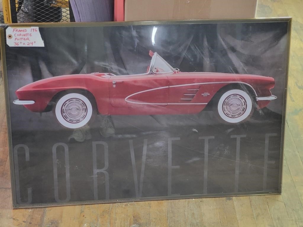 36"×24" Framed 1961 Corvette Poster