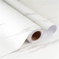 36''x160 White Marble Contact Paper Peel